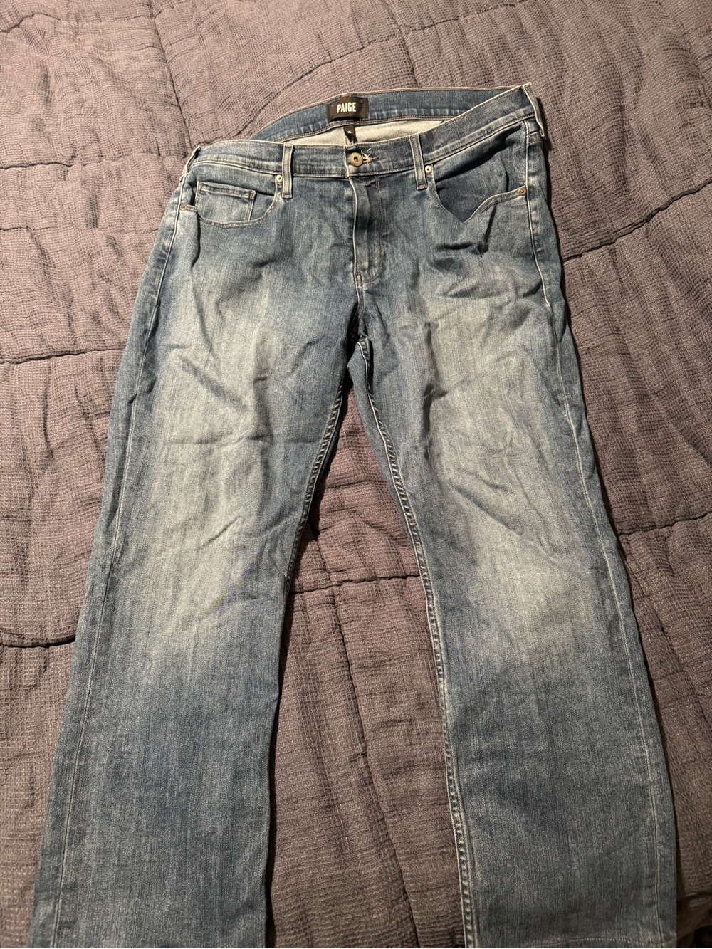 PAIGE Men's Faded Blue Straight Jeans
